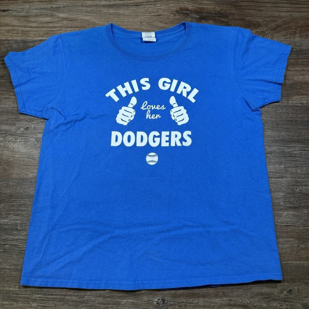 Dodgers Baseball This Girl Loves Her T-Shirt Women’s Large Blue Fan Graphic Tee